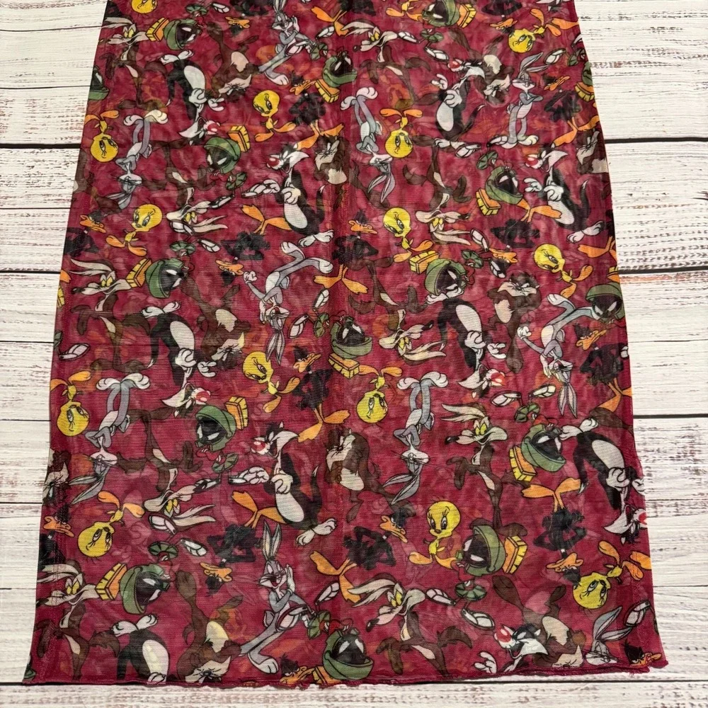 90s Warner Bros. Looney Tunes Maxi Dress See Through Swim Cover Women's Size S/M